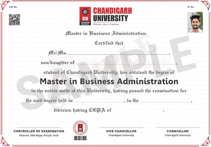 Sample certificate — Chandigarh University Online