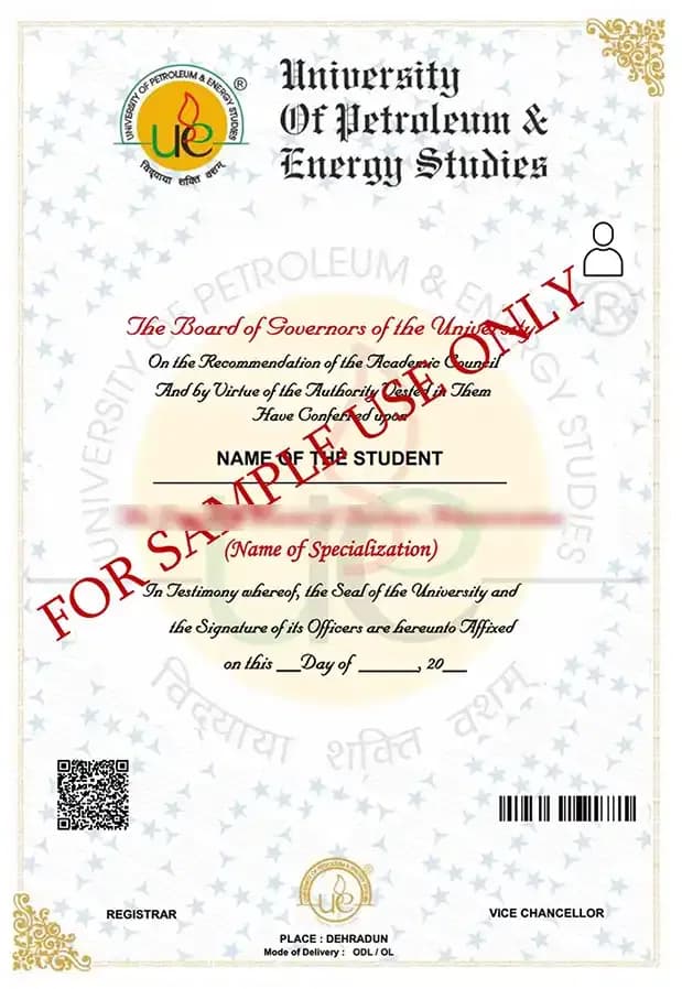 Sample certificate — UPES